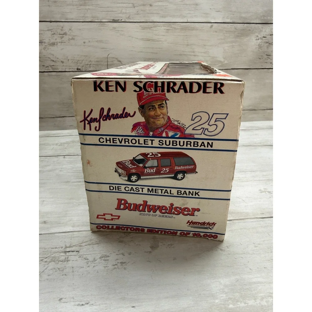 Ken Schrader 25 Budweiser Chevrolet Suburban Die Cast Metal Bank 1:25 Scale